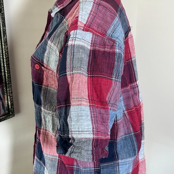 Vintage cotton short sleeve checker pattern, size 1X - Picture 5 of 8